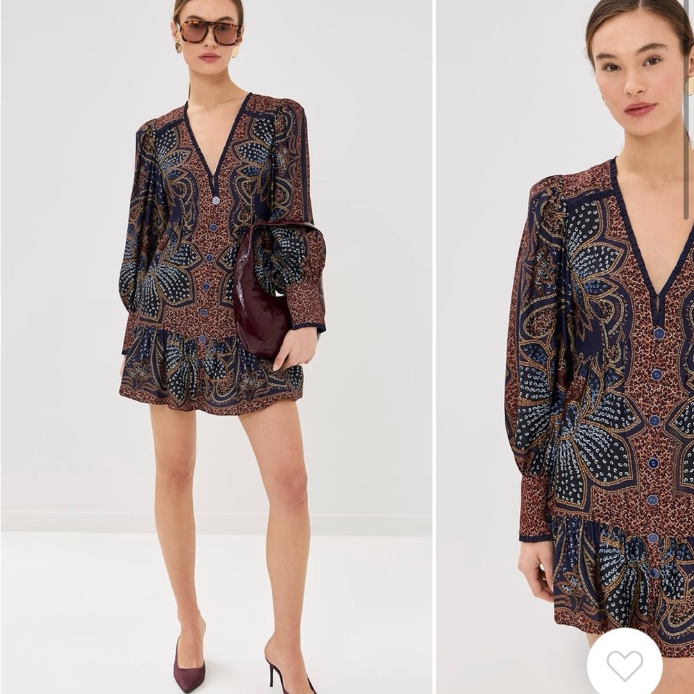 FARM RIO Floral glam blue mini dress